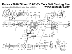 Daiwa - 2020 Zillion 10.0R-SV TW - Bait Casting Reel - Part No1 | Eastackle
