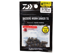 Daiwa - Bassers Worm Sinker TG New Bullet Pro Pack 2.6g - 3/32oz (16pcs)