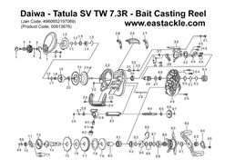 Daiwa - Tatula SV TW 7.3R - Bait Casting Reel - Part No11 | Eastackle