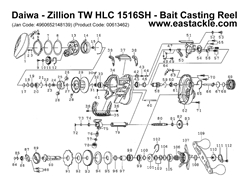 Daiwa - Zillion TW HLC 1516SH - Bait Casting Reel - Part No15 | Eastackle