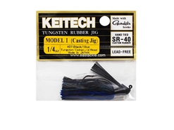 Keitech - Tungsten Rubber Jig - MODEL I - BLACK BLUE 407 (1/4oz) - Skirted Jig Heads | Eastackle