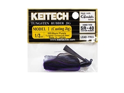Keitech - Tungsten Rubber Jig - MODEL I - BLACK PURPLE 005 (1/2oz) - Skirted Jig Heads | Eastackle