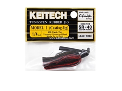Keitech - Tungsten Rubber Jig - MODEL I - BLACK RED 408 (1/4oz) - Skirted Jig Heads | Eastackle