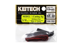 Keitech - Tungsten Rubber Jig - MODEL I - BLACK RED 408 (5/16oz) - Skirted Jig Heads | Eastackle