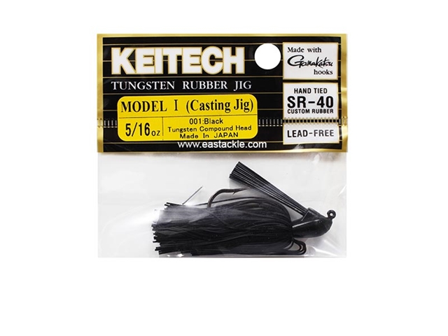 Keitech - Tungsten Rubber Jig - MODEL I - BLACK 001 (5/16oz) - Skirted Jig Heads | Eastackle