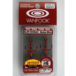 Vanfook - Black Bass Series - DT-55R - “Heavy Duty” Treble Hook #6 - Anodized Red