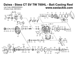 Daiwa - Steez CT SV TW 700HL - Bait Casting Reel - Part No1 | Eastackle