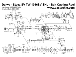 Daiwa - Steez SV TW 1016SV-SHL - Bait Casting Reel - Part No18 | Eastackle