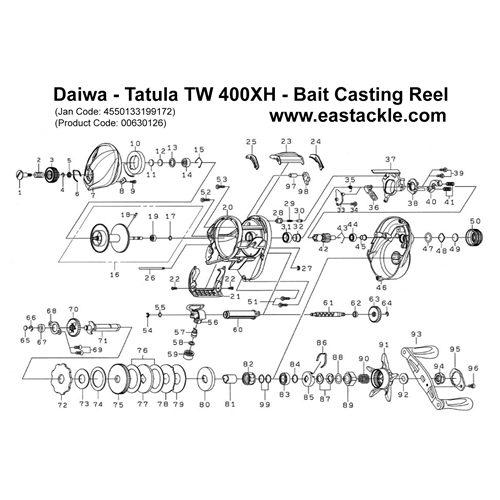 Daiwa - Tatula TW 400XH - Bait Casting Reel - Schematics and Parts | Eastackle