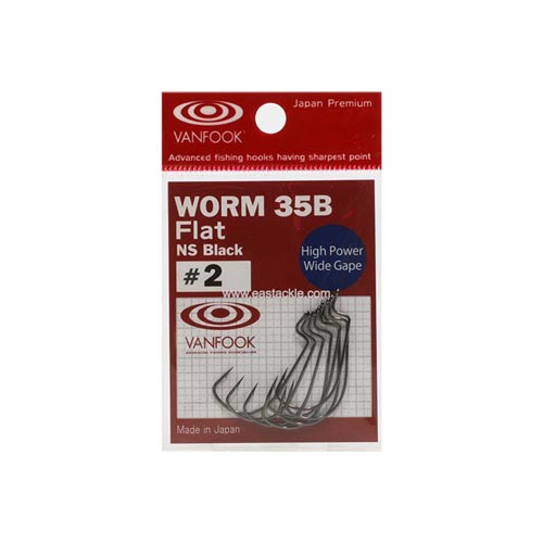 Vanfook - Worm-35B Flat - Wide Gape Off-Set Worm Hooks | Eastackle