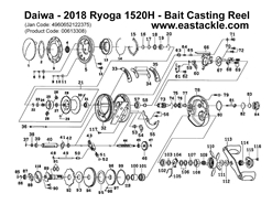 Daiwa - 2018 Ryoga 1520H - Bait Casting Reel - Part No11 | Eastackle