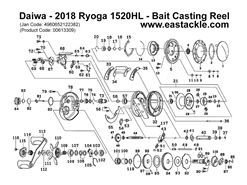 Daiwa - 2018 Ryoga 1520HL - Bait Casting Reel - Part No1