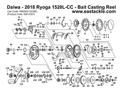 Daiwa - 2018 Ryoga 1520L-CC - Bait Casting Reel - Part No1 | Eastackle