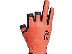 Daiwa - 2019 Light Sensitive 3 Finger Cut Gloves - DG-80009 ORANGE CAMO - L Size | Eastackle