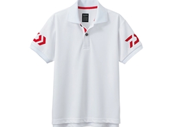 Daiwa - 2019 Short Sleeve Polo Shirt - DE-7906 - WHITE x CHERRY TOMATO - Kid's 120 Size | Eastackle