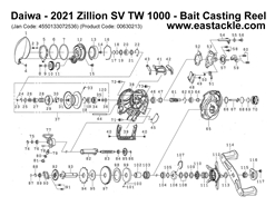 Daiwa - 2021 Zillion SV TW 1000 - Bait Casting Reel - Part No33 | Eastackle