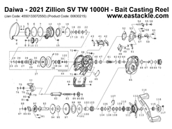 Daiwa - 2021 Zillion SV TW 1000H - Bait Casting Reel - Part No18 | Eastackle