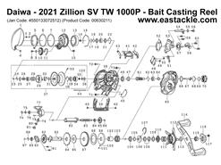 Daiwa - 2021 Zillion SV TW 1000P - Bait Casting Reel - Part No19 | Eastackle