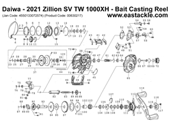 Daiwa - 2021 Zillion SV TW 1000XH - Bait Casting Reel - Part No104