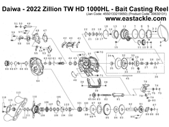 Daiwa - 2022 Zillion TW HD 1000HL - Bait Casting Reel - Part No10 | Eastackle
