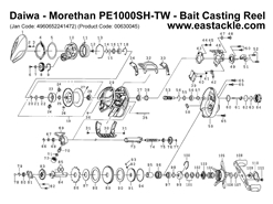 Daiwa - Morethan PE1000SH-TW - Bait Casting Reel - Part No16 | Eastackle