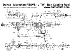 Daiwa - Morethan PESV8.1L-TW - Bait Casting Reel - Part No10 | Eastackle