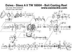 Daiwa - Steez A II TW 1000H - Bait Casting Reel - Part No10