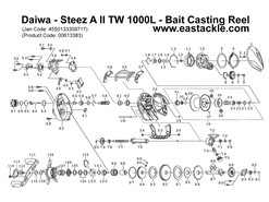 Daiwa - Steez A II TW 1000L - Bait Casting Reel - Part No1 | Eastackle