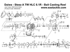 Daiwa - Steez A TW HLC 8.1L - Bait Casting Reel - Part No1 | Eastackle