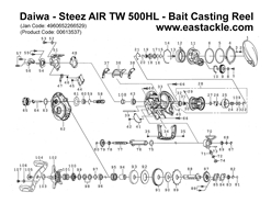Daiwa - Steez AIR TW 500HL - Bait Casting Reel - Part No4 | Eastackle
