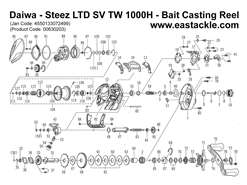 Daiwa - Steez LTD SV TW 1000H - Bait Casting Reel - Part No1 | Eastackle