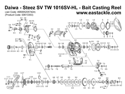 Daiwa - Steez SV TW 1016SV-HL - Bait Casting Reel - Part No1 | Eastackle