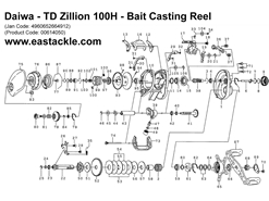 Daiwa - TD Zillion 100H - Bait Casting Reel - Part No1 | Eastackle