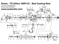 Daiwa - TD Zillion 100P-CC - Bait Casting Reel - Part No16 | Eastackle