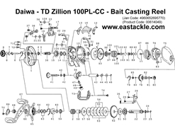 Daiwa - TD Zillion 100PL-CC - Bait Casting Reel - Part No13 | Eastackle