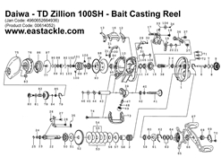 Daiwa - TD Zillion 100SH - Bait Casting Reel - Part No10 | Eastackle