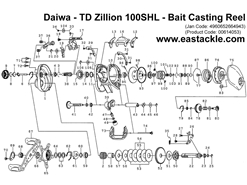 Daiwa - TD Zillion 100SHL - Bait Casting Reel - Part No100