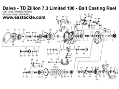 Daiwa - TD Zillion 7.3 Limited 100 - Bait Casting Reel - Part No1 | Eastackle