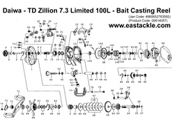 Daiwa - TD Zillion 7.3 Limited 100L - Bait Casting Reel - Part No10 | Eastackle