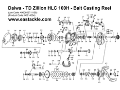 Daiwa - TD Zillion HLC 100H - Bait Casting Reel - Part No102
