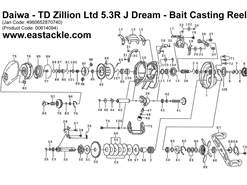 Daiwa - TD Zillion Ltd 5.3R J Dream - Bait Casting Reel - Parts No38 and 52
