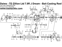 Daiwa - TD Zillion Ltd 7.9R J Dream - Bait Casting Reel - Part No16 | Eastackle