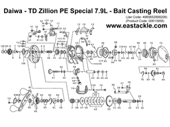 Daiwa - TD Zillion PE Special 7.9L - Bait Casting Reel - Parts No38 and 52 | Eastackle