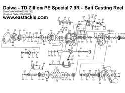 Daiwa - TD Zillion PE Special 7.9R - Bait Casting Reel - Part No100
