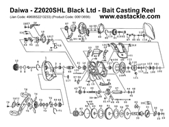 Daiwa - Z2020SHL Black Ltd - Bait Casting Reel - Part No16