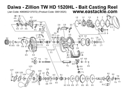 Daiwa - Zillion TW HD 1520HL - Bait Casting Reel - Part No23 | Eastackle