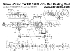Daiwa - Zillion TW HD 1520L-CC - Bait Casting Reel - Part No10 | Eastackle