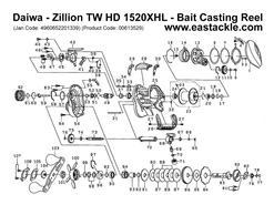 Daiwa - Zillion TW HD 1520XHL - Bait Casting Reel - Part No13 | Eastackle