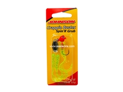 Johnson - Crappie Buster Spin'R Grub 1/8oz - FLUORO RED/CLEAR CHART SPARKLE - Soft Plastic Curly Tail Grub Jighead | Eastackle