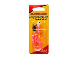 Johnson - Crappie Buster Spin'R Grub 1/8oz - WHITE/HOT PINK - Soft Plastic Curly Tail Grub Jighead | Eastackle